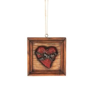 Passionate Heart Framed Barbwire Ornament